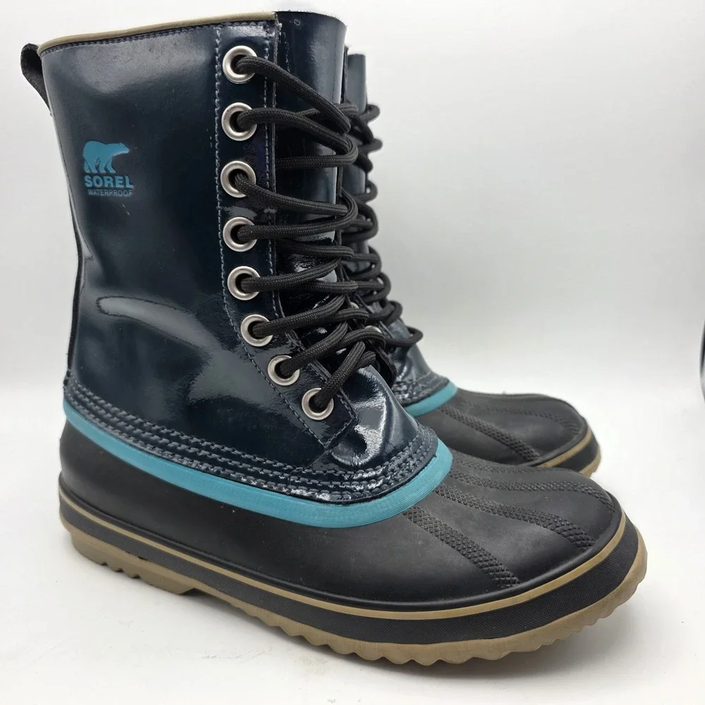 Sorel Aqua Dahlia Duck Boots Women 8 Waterproof Winter Snow Rain‎ Teal Blue